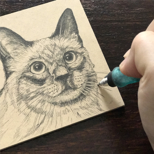 オーダーメイド【木アート画】ペットS（額含む）～手描き＆立体