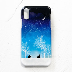 全8種 冬の星空 iPhoneケース ハードケース スマホケース / 月 三日月 雪 星 猫 狼 iPhone14 5枚目の画像