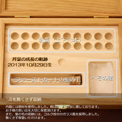 お子様 成長の軌跡3点BOX 乳歯・へその緒・髪の毛　Walnut／Ash／Monkeypod 5枚目の画像