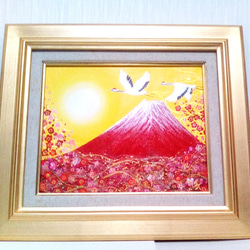 ぷうあ絵画３点 風水開運絵画＊幸せ新月～金緑龍と鳳凰～永和来福 金