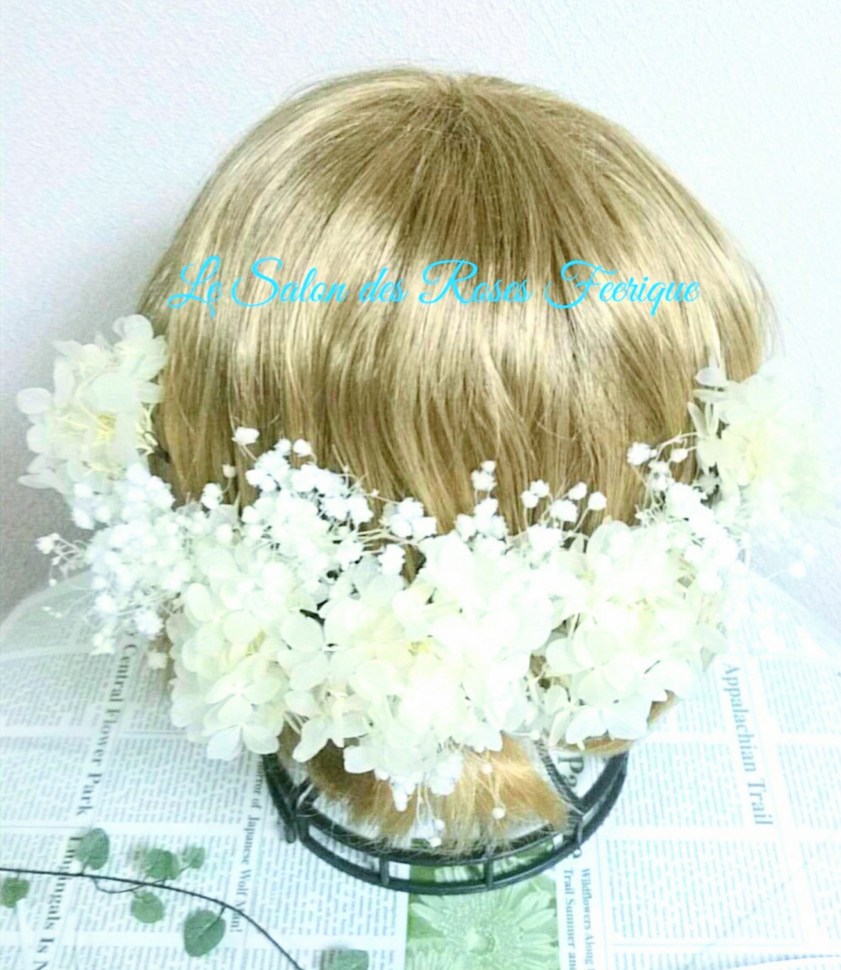 ウェディングのためのプリザーブトフラワーのヘッドドレスパーツ大きめ１０本セット 4,100円