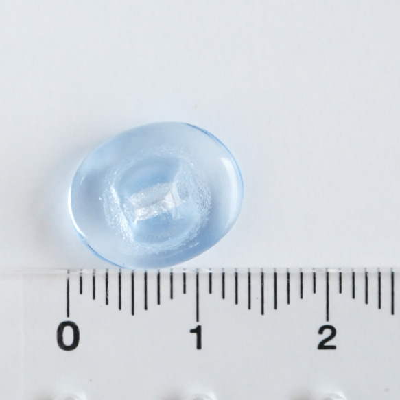 (3個) 12mm チェコ製 ヴィンテージガラスボタン オーバル 透明 ブルー 4枚目の画像