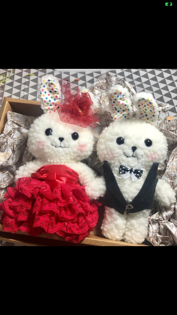 RABBIT LULU【兔子娃娃 結婚兔 喜氣紅婚紗】結婚禮物。婚禮會場佈置。安床娃娃。手創 ☆露露兔☆ 第1張的照片