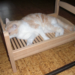 猫用ベッド　木製ペットベッド　天然木　ペットベッド　手作りベッド　スノコベッド　猫用寝台 11枚目の画像