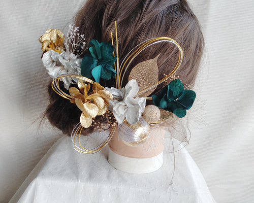 №165♡ドライフラワー髪飾り♡成人式♡卒業式♡結婚式♡紐アレンジ♡水引♡前撮り 0_49def2627d1bae767f351c63ce28