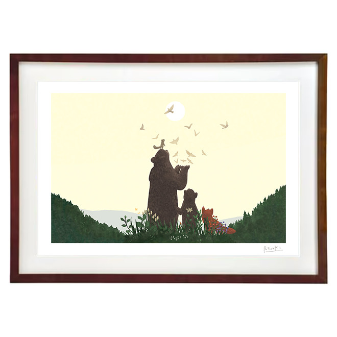 額装絵画【A3ノビ】羽ばたく　※他サイズへの変更可能