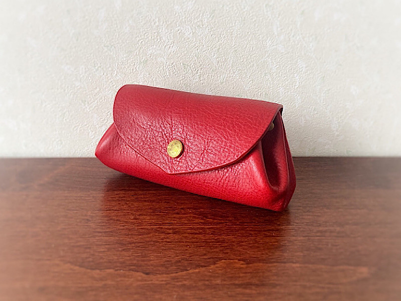 【受注製作（納期約10日）】イタリアンレザー＊コロコロ財布 「fave」スカーレット