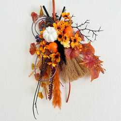 H約45cm◇ハロウィンスワッグ◇ソラナムパンプキン オレンジイエローの