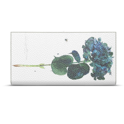 紫陽花ハンドメイド2024【受注生産】本革長財布　幸せを呼ぶ青い蜂とターコイズウォータードロップ 8枚目の画像