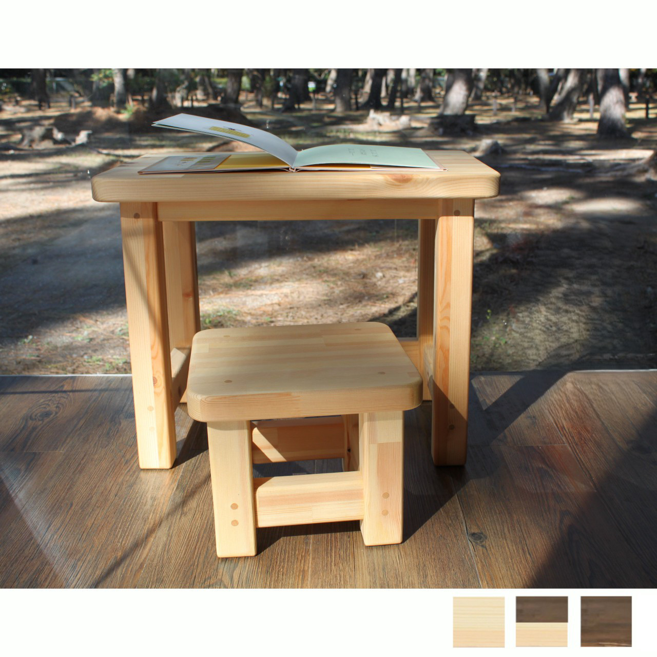 木製キッズデスクチェアセット 『はじめてのminiデスク＋miniスツールset♡』子供用机＋椅子 木工職人造り 一人用