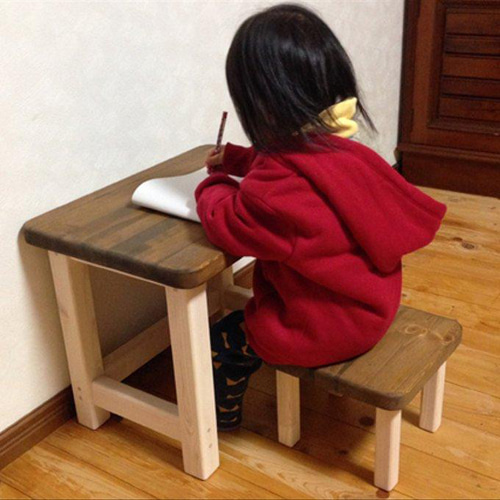 木製キッズデスクチェアセット 『はじめてのminiデスク＋miniスツール