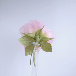 大人可愛いピンクの巻き薔薇 * シルクオーガンジー製 *コサージュ 3枚目の画像