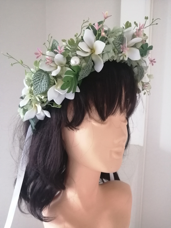 プルメリアの花冠ハワイアンウェデイング プリザーブドフラワー  