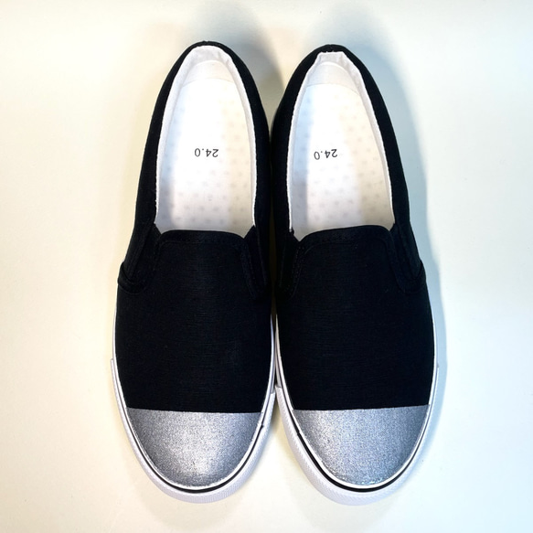銀色鞋頭一腳蹬（黑色）防水版 22.0cm~29.0cm 第2張的照片