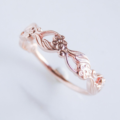 唐草花のリング/18金コーティング/華奢で上品なアンティーク調指輪