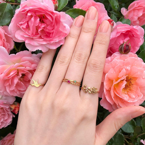 ローズリング/18金コーティング/華やかで上品なバラの指輪/ギフト・記念日に 2枚目の画像