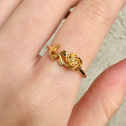 ローズリング/18金コーティング/華やかで上品なバラの指輪/ギフト・記念日に 3枚目の画像