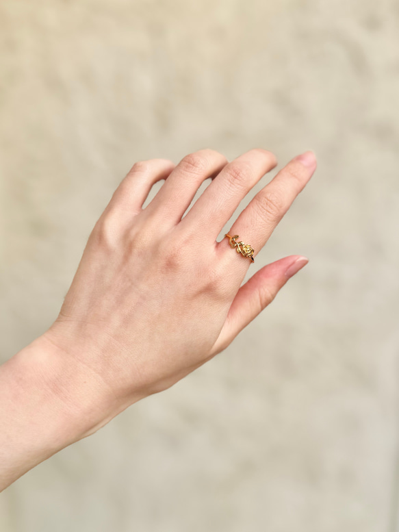 ローズリング/18金コーティング/華やかで上品なバラの指輪/ギフト・記念日に 12枚目の画像