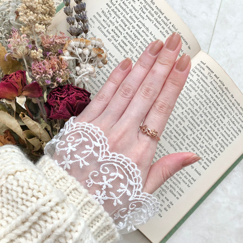リング CLUCT ANTIQUE ROSE RING リング　バラ彫刻 Elegant Rose Ring : L (White Diamond)｜エレガント・ローズ