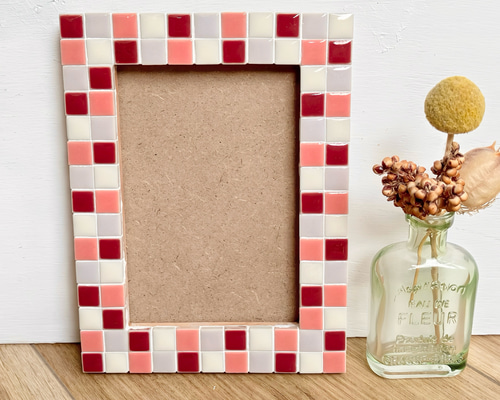 L版または2L版フォトフレーム ピンク＆パープル 木製壁掛け対応写真