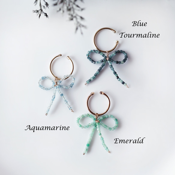 14KGF 祖母綠絲帶耳環 ~ 祖母綠絲帶 第5張的照片