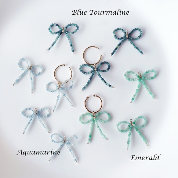 14KGF 祖母綠絲帶耳環 ~ 祖母綠絲帶 第6張的照片