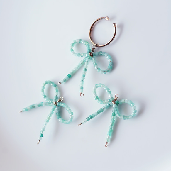 14KGF 祖母綠絲帶耳環 ~ 祖母綠絲帶 第2張的照片