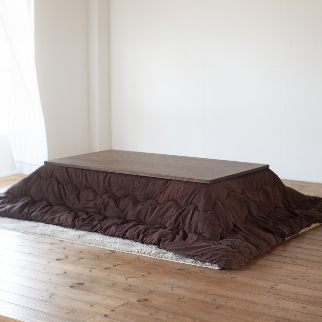 大きな栗の木のこたつ / かけ布団付（幅160cm・ハロゲンヒーター付・国産栗材2色選択・こたつ布団5色選択）