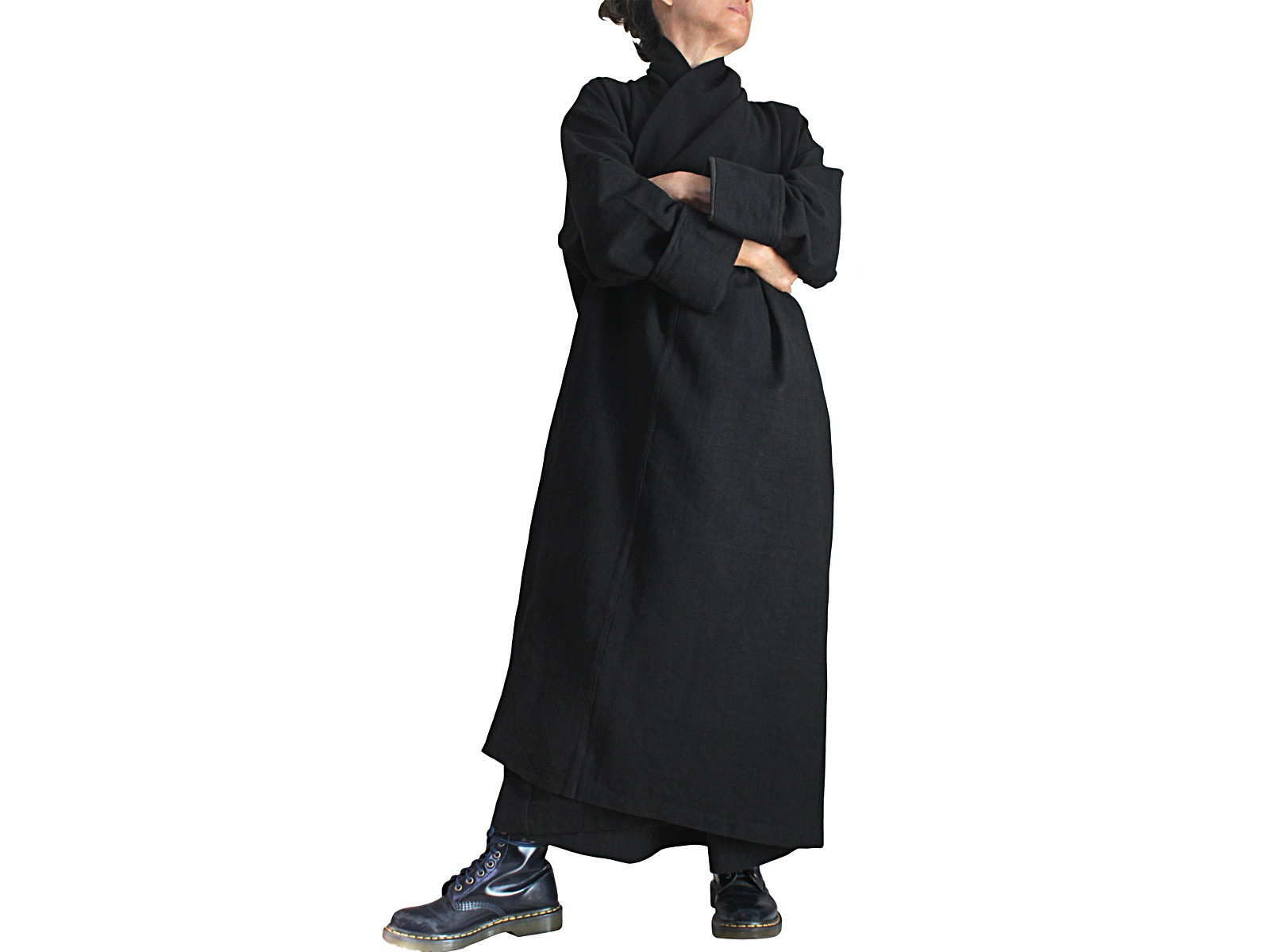 ジョムトン手織り綿ローブコート 黒（J-054-01）