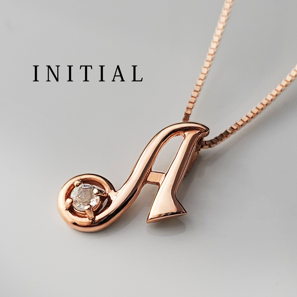 イニシャル [ A ] 6月 誕生石 ムーンストーン アルファベット K10 ピンクゴールド ネックレス ★在庫あり★ 21,158円