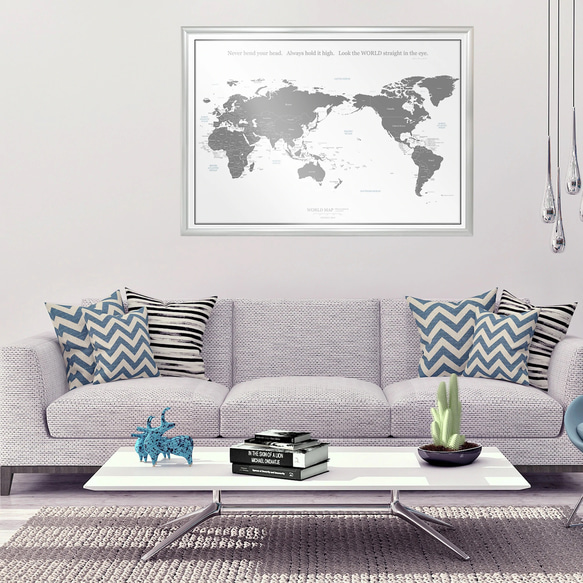 English & Japanese World map Poster A1 gray MINIMAL MAP 第16張的照片