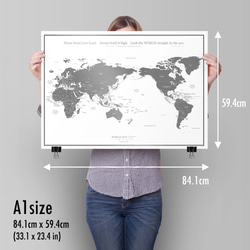 English & Japanese World map Poster A1 gray MINIMAL MAP 第10張的照片