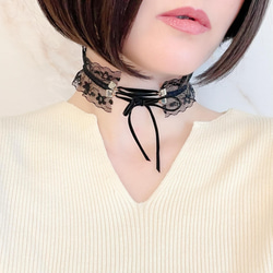 Angelica 項鍊：黑色蕾絲繫帶頸鍊 SV035 第10張的照片