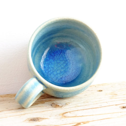 Blue glass cup and saucer #c-507 4枚目の画像