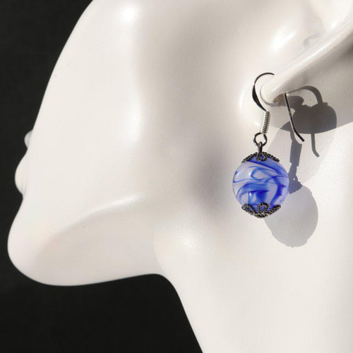 とんぼ玉 ピアス 大阪 ガラス ビーズ アクセサリー シルバー