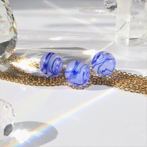 とんぼ玉ピアス シルバー925 大阪産 伝統的 ガラス工芸品 青 ブルー