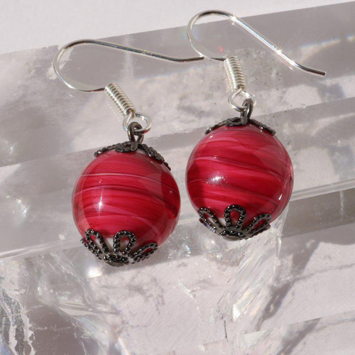 とんぼ玉 ピアス 大阪 ガラス ビーズ アクセサリー シルバー