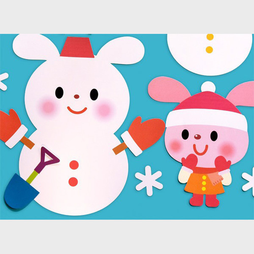 ☆壁面飾り 標準サイズ(横80cm※サイズ変更可能)「雪だるま作っ ☆壁面飾り 標準サイズ(横80cm※サイズ変更可能)「雪だるま作っ