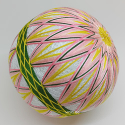 手毬猫の店 てまり「菊」白地ピンク花 10cm 手まり 手毬 手鞠 四季の