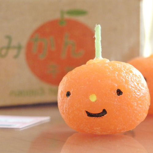 お名前入りミニ伝票 & ダンボール箱付き♪】みかんくんキャンドル