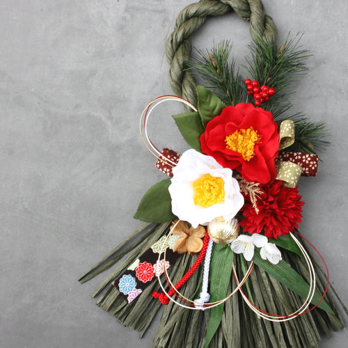 再々再販‼︎ラスト】しめ縄リース♡椿2021お正月♡*・゜゜・*:.。..。.