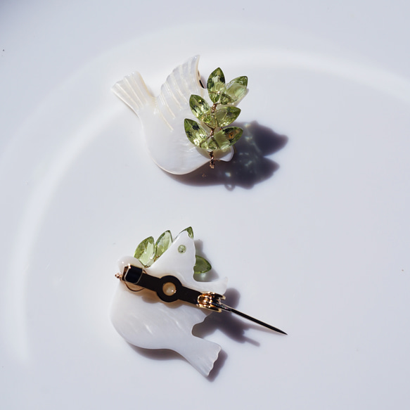 ☆橄欖石胸針，鴿子銜著橄欖枝~和平 第5張的照片