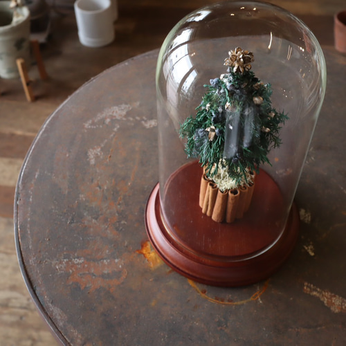 再販×over100】ガラスドームクリスマスツリー プリザーブドフラワー