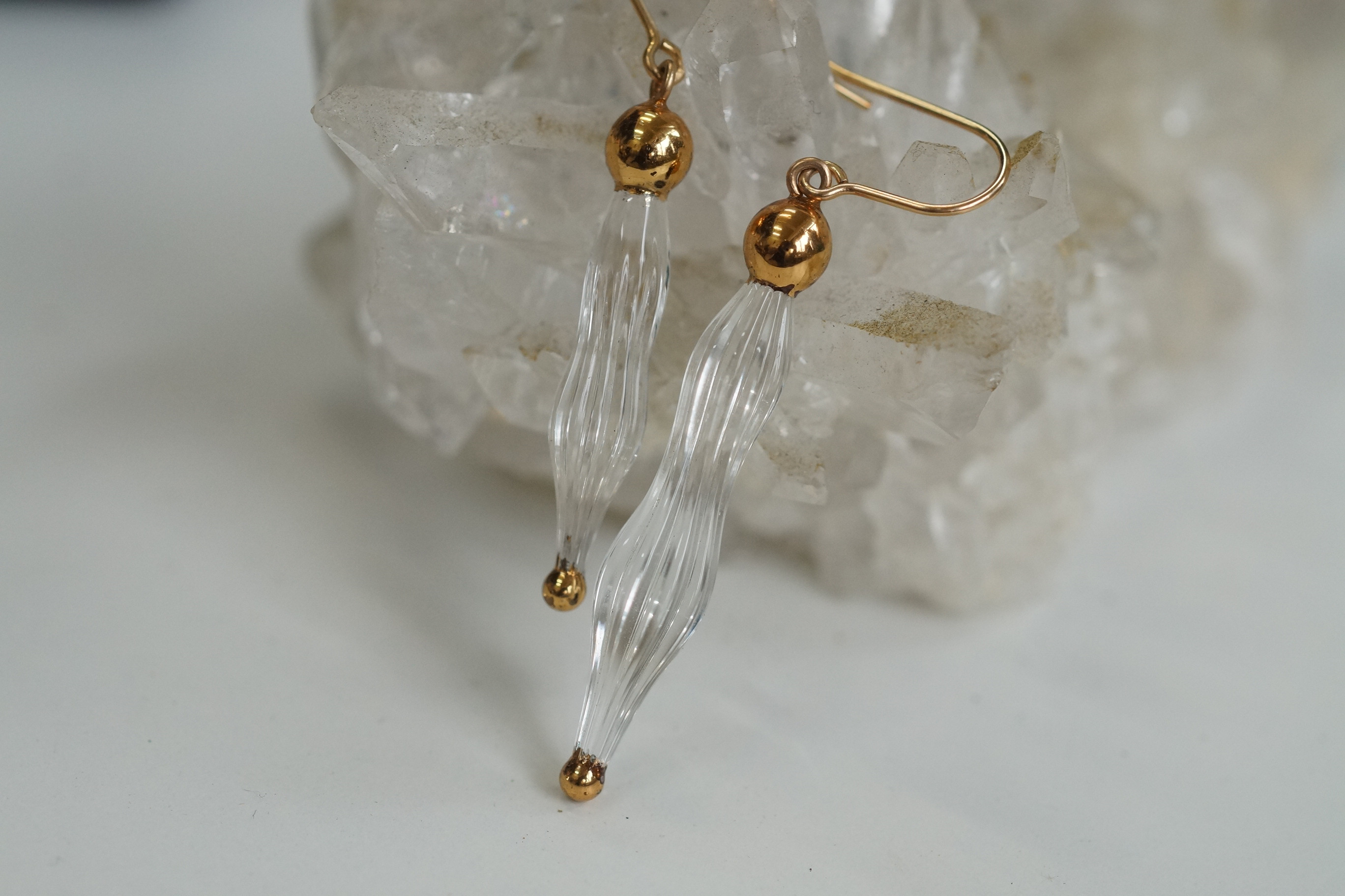 ガラスピアス アシンメトリー　玉響