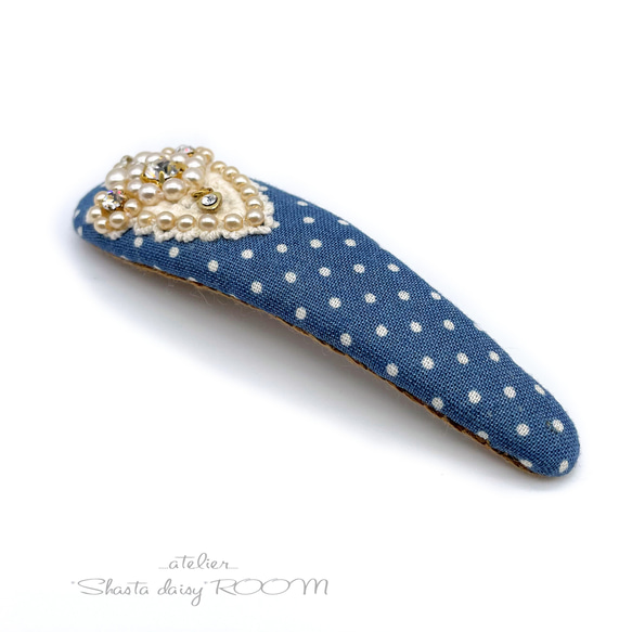 Crystal Bijou & Pearl Beads*长扣式发夹*Big Size*BLUE 第6張的照片