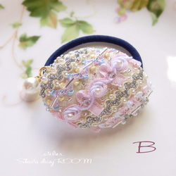 Braid＆Beads刺繡*绑发橡皮筋*“椭圆型”*with Pearl Charm*J 第6張的照片