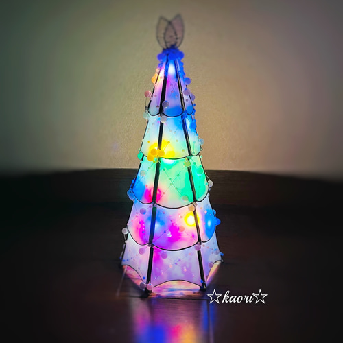 ステンドグラス パールモールのホワイトクリスマスツリー スタンド