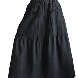 ジョムトン手織綿ピンタック入りスカート 黒 （SRL-002-01） 3枚目の画像