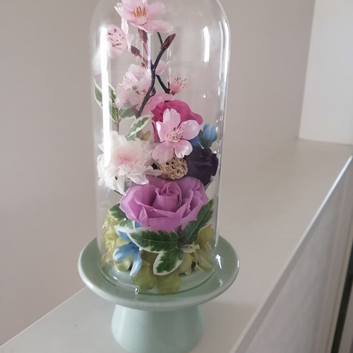 お供えの花桜 仏花仏壇 28cm 桜ケース付 プリザーブドフラワー菊 お供えの花桜 仏花仏壇 28cm 桜ケース付 プリザーブドフラワー菊
