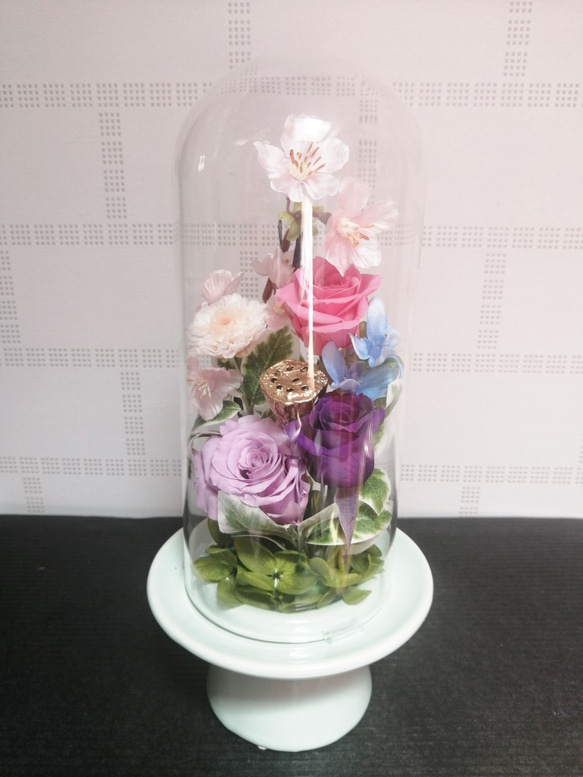 お供えの花桜 仏花仏壇 28cm 桜ケース付 プリザーブドフラワー菊 お供えの花桜 仏花仏壇 28cm 桜ケース付 プリザーブドフラワー菊